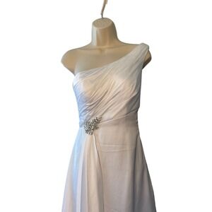 Dere Kiang White One‎ Shoulder Wedding Debutaunte Dress Size 4 NWT Never Worn